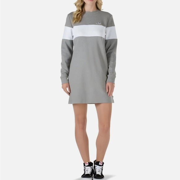 VANS Wild Bunch Sweatshirt Dress Long Sleeve Grey Heather Sweater Dress Womens M - Picture 1 of 9